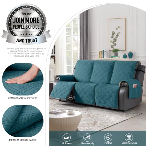 100% Waterproof Recliner Sofa Cover (Peacock Blue / 3 Seater Standard)
