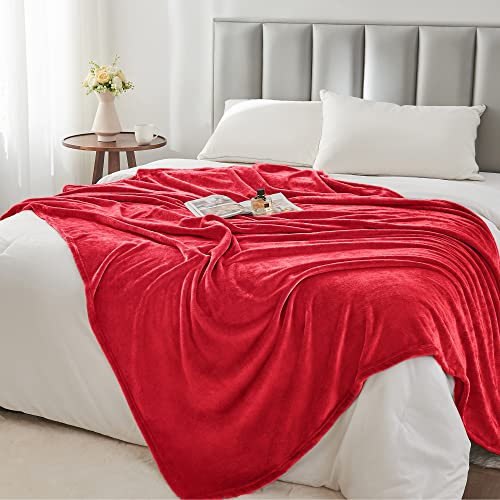 Fleece Blanket Soft Plush Throw for Couch Red 50"x70" (Red / Throw XL(50"x70"))