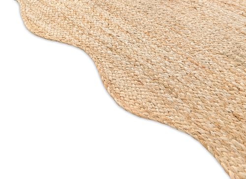 Wave Scalloped Natural Jute Runner Rug Boho Jute Rug Hallway Entryway Runner Rug (Natural / 2'x8' (Runner))