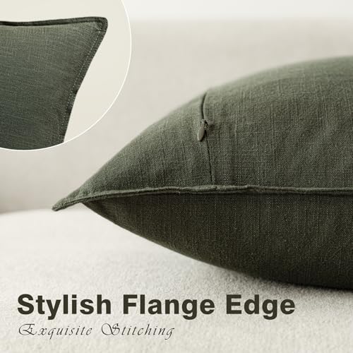 Linen Solid Decorative Throw Pillow Cover 18x18 Inch Dark Green (18" x 18" (Pack of 2) / Rifle Green)