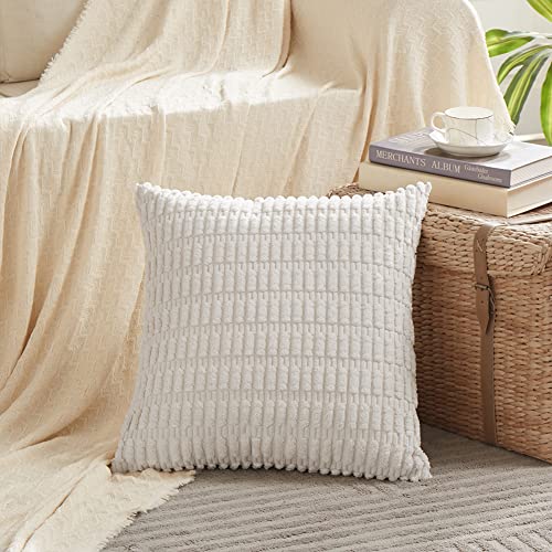 4 Packs Decorative Throw Pillow Covers for Living Room Couch Bed (20" x 20" (Pack of 4) / White)