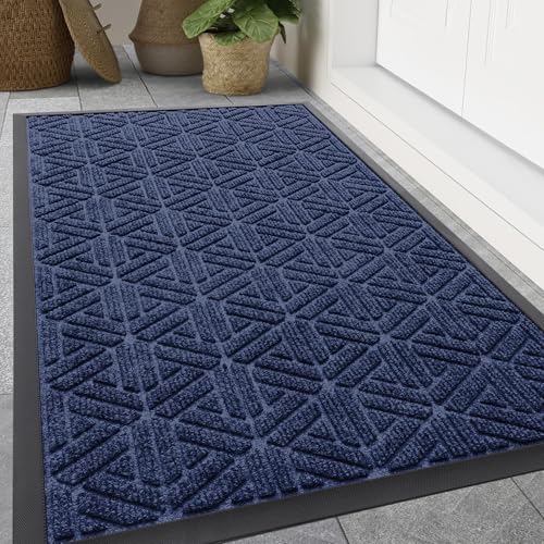 Front Door Mat Outside Entrance (Navy Blue / 47" X 32")
