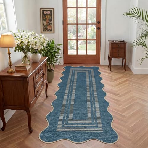 2x8 Blue Runner Rug (Jute Blue / 2' x 8' (Rectangular))