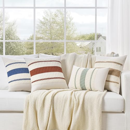 Set of 1 Rust Boho Decorative Throw Pillow Covers 18x18 Inch for Couch Bed Sofa (18" x 18" (Pack of 1) / Rust)