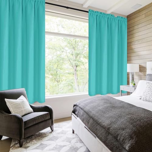 Blackout Curtains for Bedroom Living Room 42 x 63 Inch Long 2 Panels (Peacock Blue / 42"W x 63"L (Pack of 2))