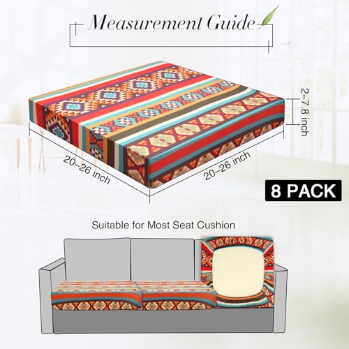 8 Pcs Patio Outdoor Cushion Covers (Vintage Color / Santa Fe,)