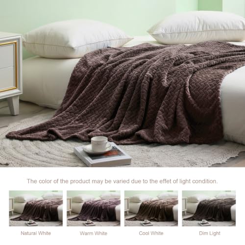 Fleece Throw Blanket for Couch Sofa (Coffee / Throw ( 50x70 IN ))
