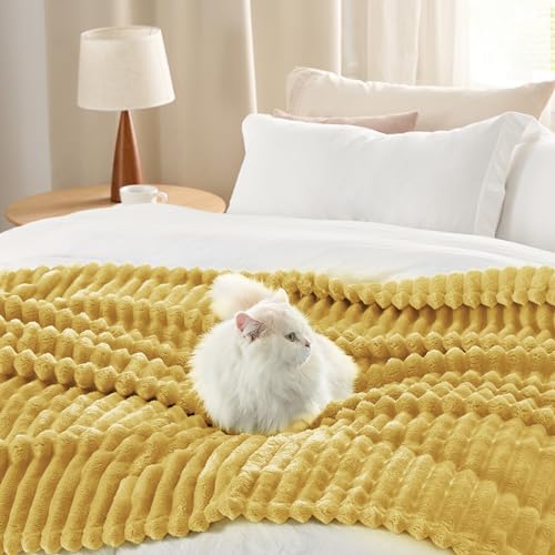 Soft Yellow Throw Blanket for Couch Decor Gifts 50"x60" (Yellow / Throw)