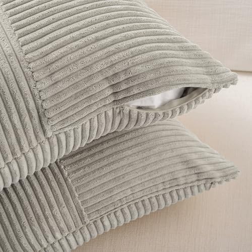 2 Packs Neutral Grey Lumbar Decorative Throw Pillow Covers 14x22 Inch for Living Room Couch Bed Sofa (Neutral Grey / 22" x 14" (Pack of 2))