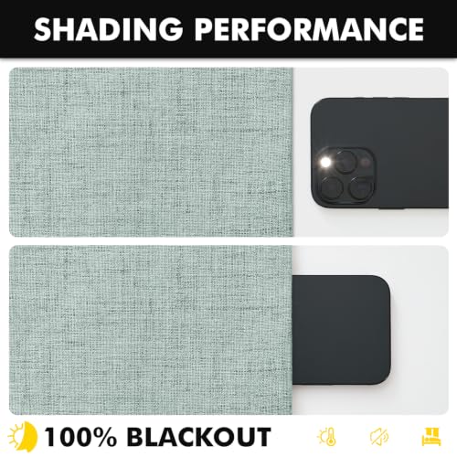 100% Blackout Linen Curtains 42 x 84 Inch Seafoam Green 2 Panels (Seafoam Green / 42"W x 84"L (Pack of 2))
