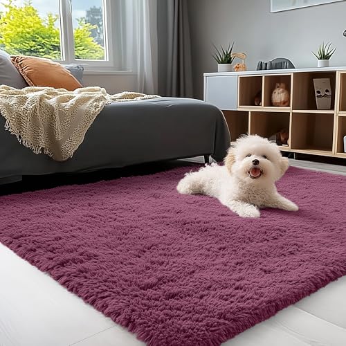 3x5 Machine Washable Small Bedside Rug (3x5 Ft / Burgundy)
