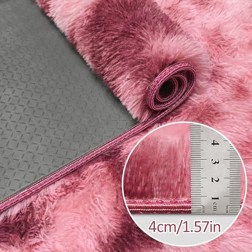 Tie Dyed Red 2x8 Machine Washable Runner Rugs for Hallway Soft Fluffy Shaggy Bedside Rugs for Bedroom Living Room Indoor Floor Carpet for Kids Girls and Boys Nursery Rooms Home Decor Aesthetic (Tie-dyed Red / 2' x 8' (Runner))
