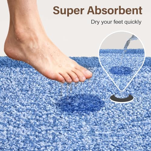 Bathroom Rugs 30x20 Non Slip Washable (Blue / 1'8" x 2'6" (Rectangular))