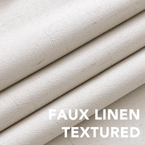 100% Blackout Linen Curtains 63" L 2 Panels Ivory (Ivory / 42"W x 63"L (Pack of 2))