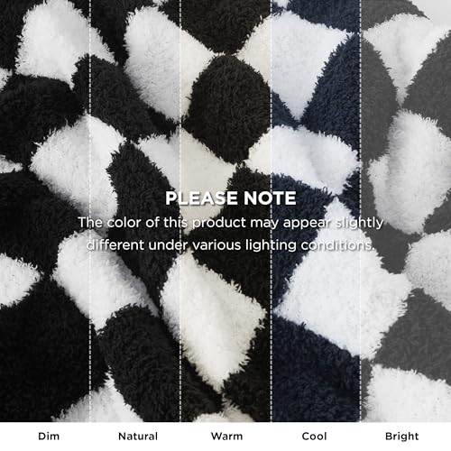 GentleSoft Cozy Soft Throw Blanket (08 - Checkered Black / Throw (50" X 60"))
