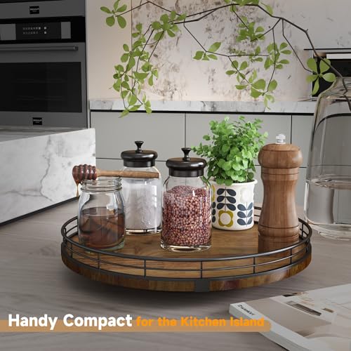 12 Inch Farmhouse Oak Lazy Susan Organizer (Walnut / 12 inches)
