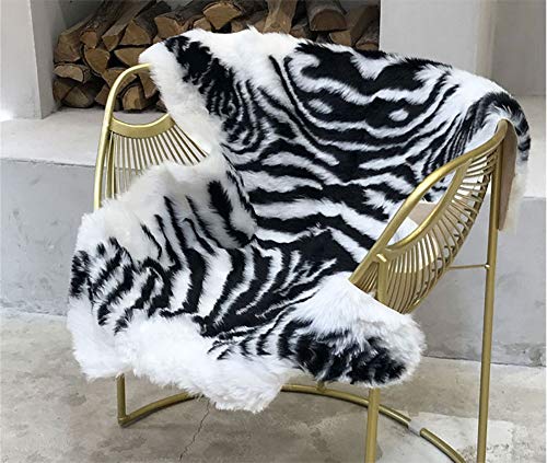 Zebra Print Rug Faux Animal Cowhide Skin Area Rug Leather Carpet Mat Small Size for Home Office Livingroom 3.1' x 3.6' (Zebra Print - 3.1x3.6ft)