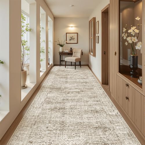 Washable 4x12 Hallway Runner Rug Non (Brown / 4' x 12' (Runner))