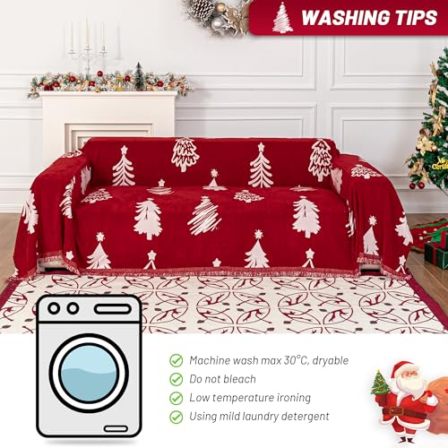 71"X118" Loveseat Christmas Couch Cover (71" x 118" / 6# Christmas Red)