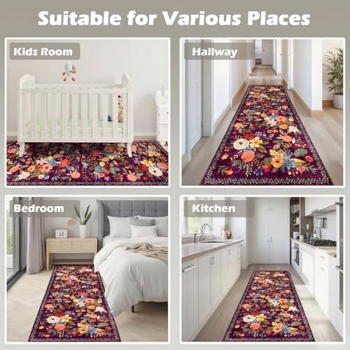 Purple Hallway Runner Rug 2x6 for Kitchen Bathroom (Purple / 2' x 6' (Rectangular))