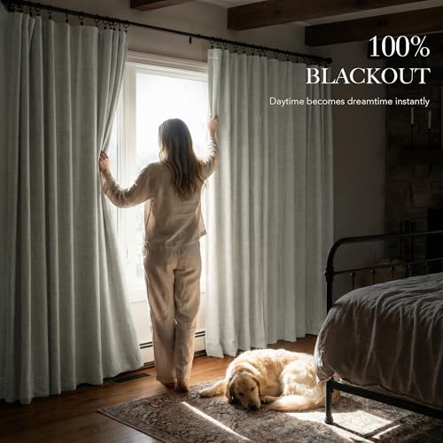 Ivory White 100% Blackout Curtains for Bedroom (Ivory White / 52"W x 96"L (Pack of 2))