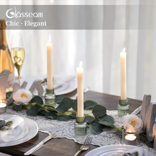 Taper Glass Candlestick Holders (Green)