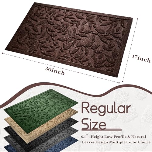 Coffee Brown Leaves Fall Outdoor Indoor Entrance Doormats (Leaves-coffee / 1'5" x 2'6" (Rectangular))