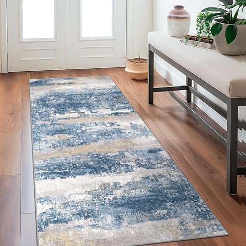 2x6 Runner Rug for Hallway (Blue Cream / 2' x 6' (Rectangular))