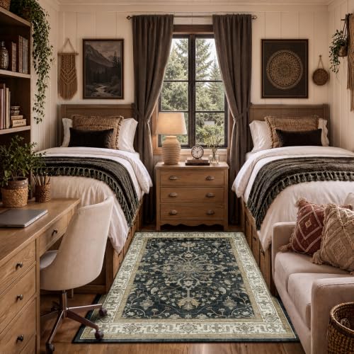 Washable Area Rug (Black/Vintage/Beige / 3' x 5' (Rectangular))