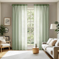 2 Panels Sage Green Sheer Curtains 84 inches Long (Sage Green / 54"W x 84"L (Pack of 2))