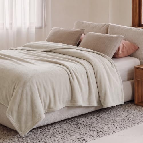 Fleece Blanket Queen Blanket Linen Beige (06 - Linen Beige / Queen (90" X 90"))