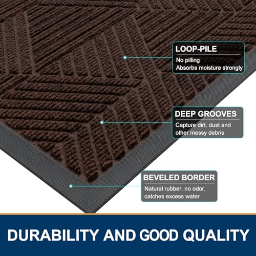 Front Door Mat Outside Entrance (Dark Brown / 71" X 47")