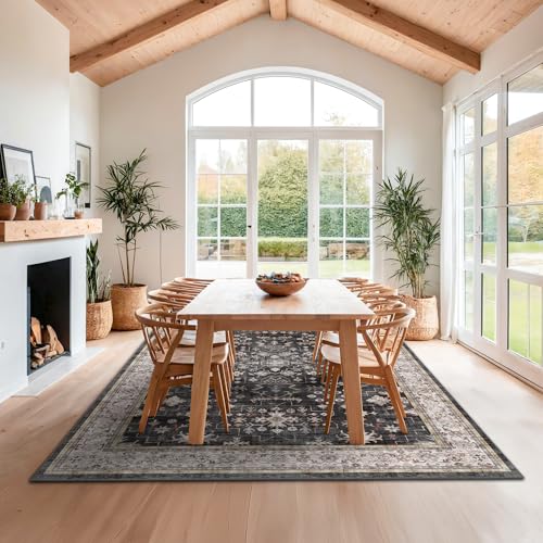 Boho Dining Room Rugs for Under Table (6' x 9' (Rectangular) / Ashen / Multi)