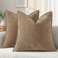 Chenille Brown Velvet Throw Pillow Covers 22x22 Set of 2 (Brown / 22" x 22" (Pack of 2))