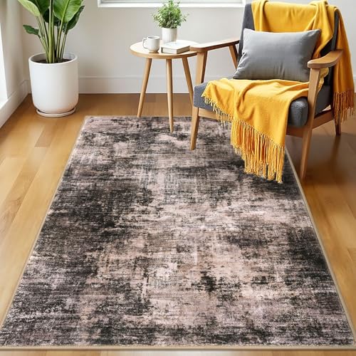 Abstract Area Rug 3x5 Ft Washable Rugs for Entryway Indoor (Brown/Rust / 3' x 5' (Rectangular))
