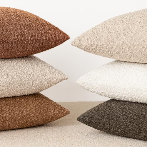 Decorative Textured Boucle Throw Pillow Cover 24x24 Burnt Orange (24" x 24" (Pack of 2) / Autumnal)