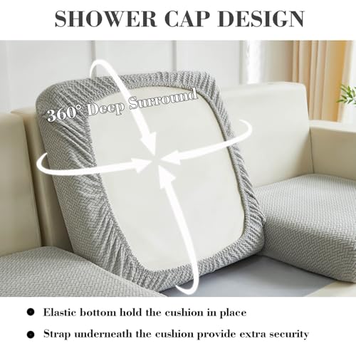 Sofa Covers Couch Covers for Sofa Pet Friendly Couch Cushion Covers Universal Sofa Covers Washable Stretch Slipcovers for Sectional Sofa (Texture Light Gray / Back Cover M)