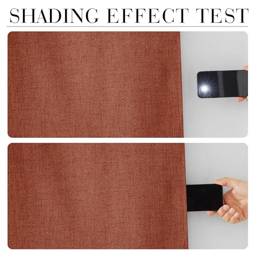100% Blackout Linen Textured Curtains 108 Inch Long for Nursery (Terracotta / 52"W x 108"L (Pack of 2))