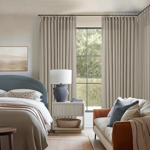 Burlywood Birch Pinch Pleat Linen Curtains 108 Inches Long 70 Inch Wide (Burlywood Birch / 70"W x 108"L (Pack of 1))
