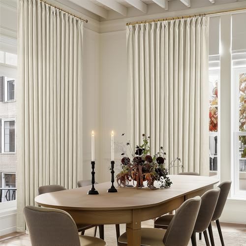 Extra Wide Pinch Pleat 100 x 102 Inch Linen Semi Sheer Curtains 1 Panel (Linen / 100"W x 102"L (Pack of 1))