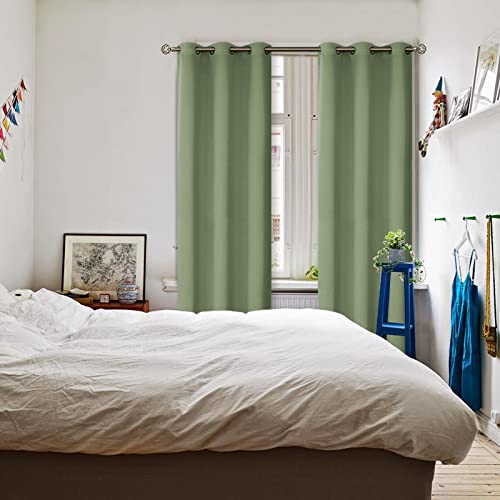 Room Darkening Curtains 84 Inches Long (Grass Green / 42"W x 84"L (Pack of 2))