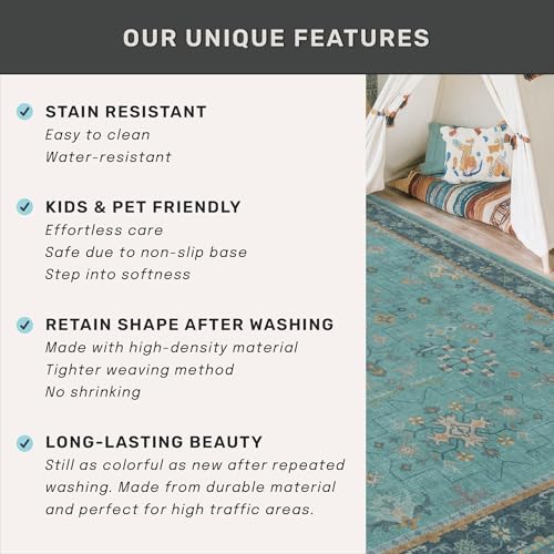 Boho 2x10 Extra Long Runner Rugs for Hallways (2' x 10' (Runner) / Emerald Teal)