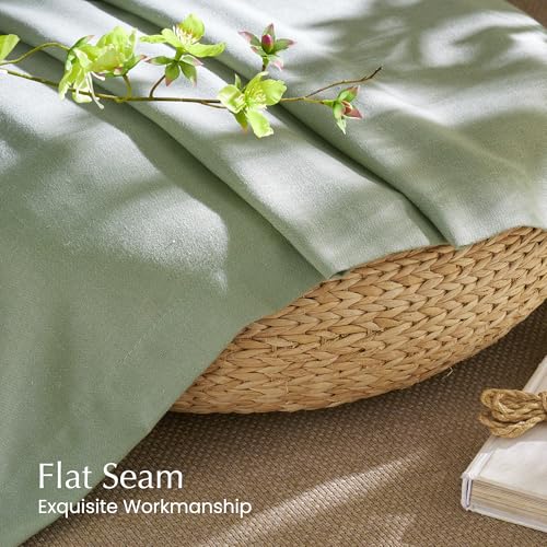Thick Linen Greyish Green Curtains for Living Room (Greyish Green / 55"W x 96"L (Pack of 2))