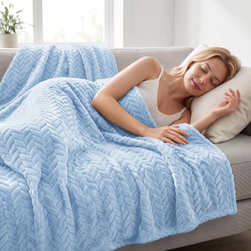 Soft Fleece Bed Blanket Twin Size (Light Blue / Twin ( 60x80 IN ))