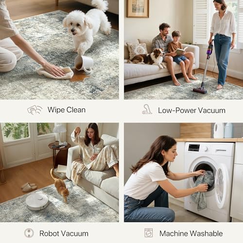 8x10 Area Rugs for Bedroom (Light Grey Blue / 8' x 10' (Rectangular))