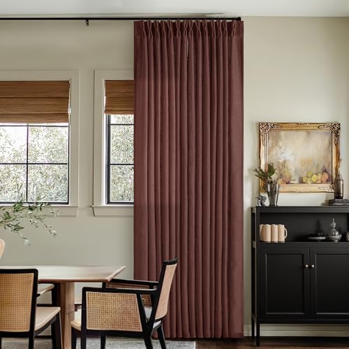 Dark Terracotta 80 Inch Pinch Pleated Linen Semi Sheer Curtains 2 Panels (Chestnut Brown / 40"W x 80"L (Pack of 2))