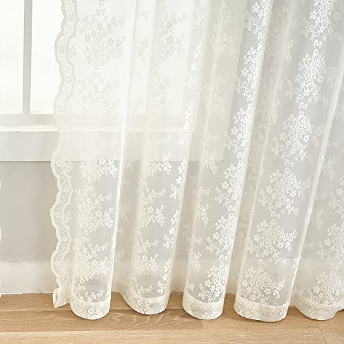 Vintage Lace Curtains 54 Inch Length (Ivory / 52"W x 54"L (Pack of 2))