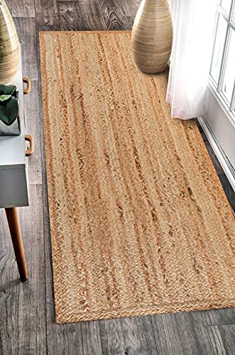 Jute Braided Woven Kitchen Runner 2x6 Feet (2'x6' / Natural)