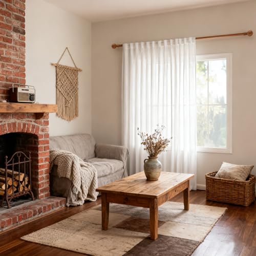 White Curtains 84 Inches Long for Living Room (100"W x 84"L (Pack of 1) / Pure White)