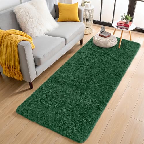 2x5 Machine Washable Runner Rugs for Hallway (2x5 Ft / Dark Green)